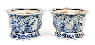 A Pair of Chinese Porcelain Jardinieres Height 12 inches.