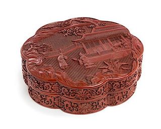 A Chinese Cinnabar Covered Box Width 12 1/2 inches.