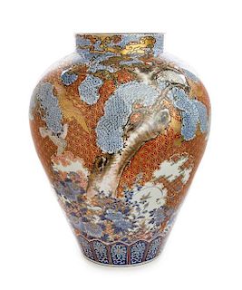 An Imari Palette Porcelain Vase Height 21 1/2 inches.