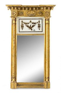A Federal Giltwood Mirror Height 41 1/4 x width 24 1/2 inches.