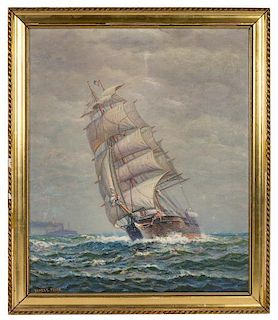 James Gale Tyler, (American, 1855-1931), Clipper Nearing Port