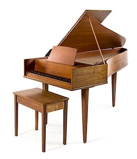 An Eric Herz Harpsichord Height 34 x width 35 x length 73 1/2 inches.