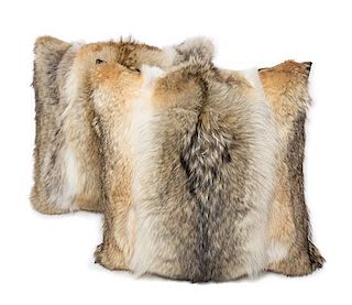 A Pair of Coyote Fur Pillows 19 x 19 inches.