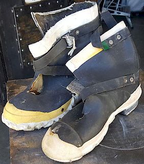 Pair of yellow / black rubber dive boots.       Item B17