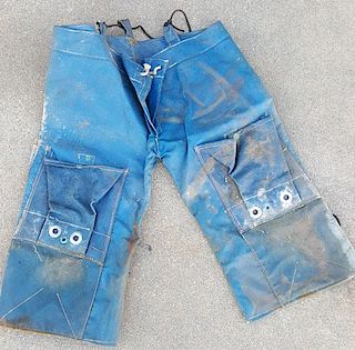 Blue tarp material dive chafing pants.          Item B34