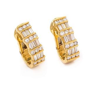 * A Pair of 18 Karat Yellow Gold and Diamond 'Les Classiques' Earclips, GEMLOK, 11.20 dwts.