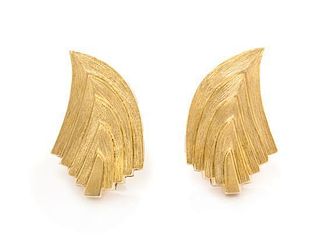 A Pair of 18 Karat Yellow Gold Earclips, Henry Dunay for H.D.D. Inc., 16.40 dwts.