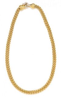 * An 18 Karat Yellow Gold and Diamond 'Double Wheat' Necklace, David Yurman, 56.00 dwts.