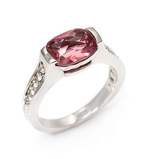 * An 18 Karat White Gold, Pink Tourmaline and Diamond Ring, David Yurman, 5.20 dwts.