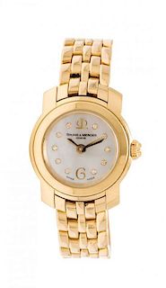 An 18 Karat Yellow Gold 'Capeland' Wristwatch, Baume & Mercier,