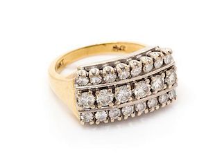 A 14 Karat Bicolor Gold and Diamond Ring, 2.90 dwts.