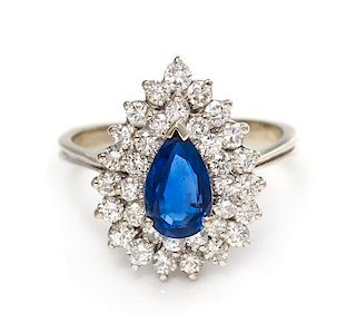 * A White Gold, Sapphire and Diamond Ring, 3.40 dwts.