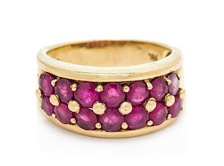 A 14 Karat Yellow Gold and Ruby Ring, 4.70 dwts.