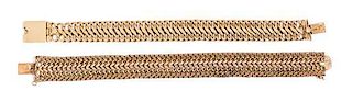 A Collection of 14 Karat Rose Gold Fancy Link Bracelets, 32.40 dwts.