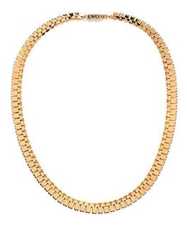 * A 14 Karat Yellow Gold Fringe Link Necklace, 15.95 dwts.