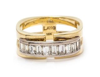 An 18 Karat Bicolor Gold and Diamond Ring, Lang, 5.30 dwts.
