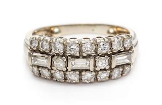 * A 14 Karat White Gold and Diamond Ring, 2.35 dwts.