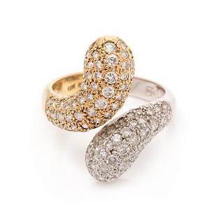 A 14 Karat Bicolor Gold and Diamond Ring, 3.40 dwts.