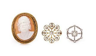 A Collection of Antique Gemstone Brooches, 16.00 dwts.