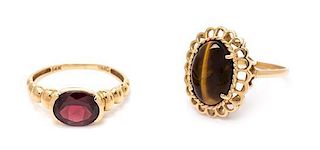 * A Collection of 14 Karat Yellow Gold and Gemstone Rings, 5.00 dwts.