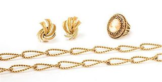 * A Collection of Vintage Yellow Gold Jewelry, 34.10 dwts.