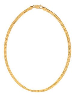 A 14 Karat Yellow Gold Herringbone Chain Necklace, 16.30 dwts.