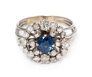 A Platinum, Sapphire and Diamond Ring, 4.70 dwts.