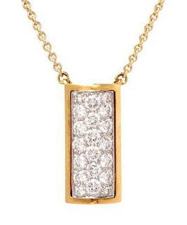 A Yellow Gold, Platinum and Diamond Necklace, 4.70 dwts.