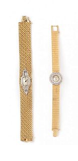 * A Collection 14 Karat Yellow Gold and Diamond Watches, Baume & Mercier, Hamilton, 58.90 dwts.