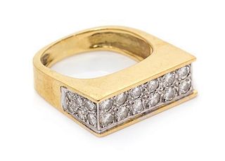An 18 Karat Bicolor Gold and Diamond Ring, 5.60 dwts.