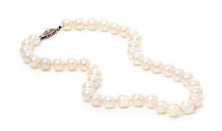 A Single Strand Cultured Pearl Necklace,