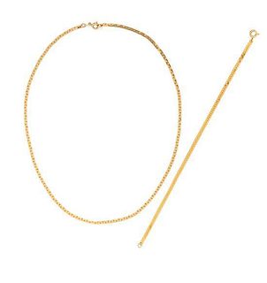 * A Collection of 14 Karat Yellow Gold Chains, Italian, 8.30 dwts.