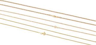 A Collection of 14 Karat Yellow Gold Chains, 5.00 dwts.