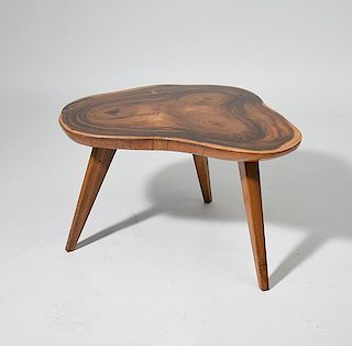 Modern "slab" shaped top stand with three legs