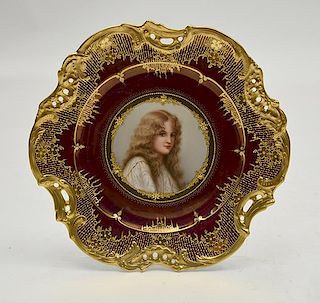 æFine Royal Vienna cabinet plate pierced edge artist signed Wagner
