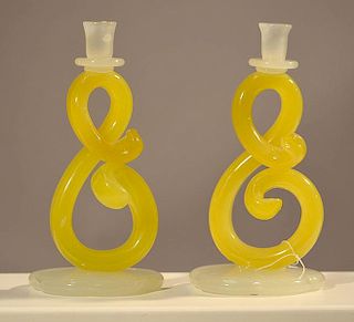 Pair of Murano Glass Candlesticks