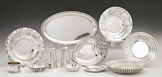 Group of Thirteen Sterling Silver Pieces, 20th c., consisting of a heart shaped candy dish by Wallace, #4850-9, in the "Grand