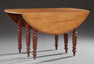 French Louis Philippe Carved Cherry Demi-Lune Dining Table, 19th c