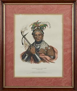 McKenney & Hall, "Ki-On-Twog-Ky or Corn Plant, A Seneca Chief," 1838, hand colored lithograph, published by F. W. Greenough, 