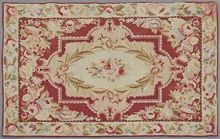 Aubusson Style Needlepoint Carpet, with floral decoration, 3' 9 x 5' 10.