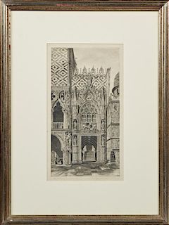 John Taylor Arms (1887-1953, American), "Facade of Venetian Building," 1930, etching, edition 100, so pencil marked lower lef