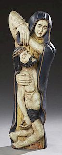 Polychromed Plaster Religious Figure, early 20th c., with the Virgin and the deceased Jesus, H.- 42 in., W.- 12 in., D.- 9 in