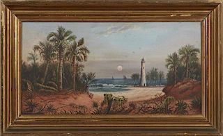 Attributed to William A. Walker (1838-1921, S. Carolina), "Light House at St. Augustine Florida," late 19th c., oil on board,