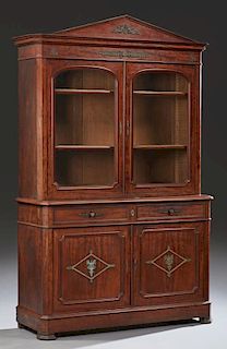 French Directoire Style Ormolu Mounted Carved Mahogany Bookcase Cupboard, 19th c