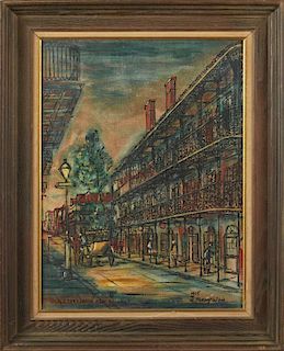 Franz Weiss (1903-1982, New Orleans), "Royal Street Vieux Carre, New Orleans," 1965, oil on canvas, signed and dated lower ri