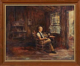 Robert M. Rucker (1932-2000, Louisiana), "Old Swamp Dweller," 20th c., oil on canvas, signed lower right, titled verso, frame