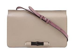A Gucci Grey Leather Shoulder Bag, 11.75" x 7.5" x 1.5"; Strap drop: 15".
