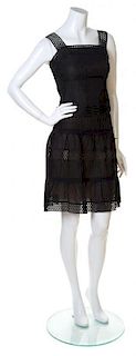 An Akris Punto Black Cotton Pleated Skirt Ensemble, Size 4.