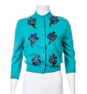 A Braemar Turquoise Cashmere Cardigan Sweater, No size.