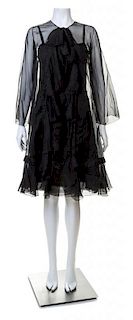 A Christian Dior 1966 Haute Couture Black Silk Dress, No Size.